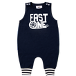 Load image into Gallery viewer, "FAST ONE" Racecar-Themed First Birthday Romper with Striped Cuff