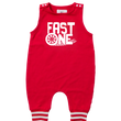Load image into Gallery viewer, "FAST ONE" Racecar-Themed First Birthday Romper with Striped Cuff