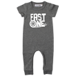 Load image into Gallery viewer, "Fast One" Racecar-themed Slim Fit 1st Birthday Short Sleeve Romper