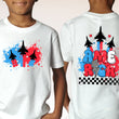 Load image into Gallery viewer, 4th of July Red White and Blue Jets Front and Back T-shirt