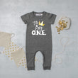 Load image into Gallery viewer, The Big O.N.E. Crown Personalized Short Sleeve  Slim Fit Romper