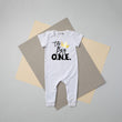 Load image into Gallery viewer, The Big O.N.E. Crown Personalized Short Sleeve  Slim Fit Romper