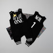 Load image into Gallery viewer, New Black "Wild One" 1st Birthday Romper with Striped Cuff