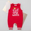 Load image into Gallery viewer, New Black "Wild One" 1st Birthday Romper with Striped Cuff