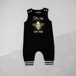 It's my "BEE" day Summer Themed First Birthday Romper with Striped Cuff