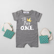 Load image into Gallery viewer, "The Big One Crown" Slim Fit Shorts Personalized 1st Birthday Romper