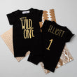 Load image into Gallery viewer, Shorts "Wild One" Gold Design Slim Fit 1st Birthday Romper