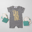 Load image into Gallery viewer, Shorts "Wild One" Gold Design Slim Fit 1st Birthday Romper
