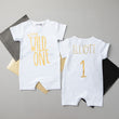 Load image into Gallery viewer, Shorts "Wild One" Gold Design Slim Fit 1st Birthday Romper