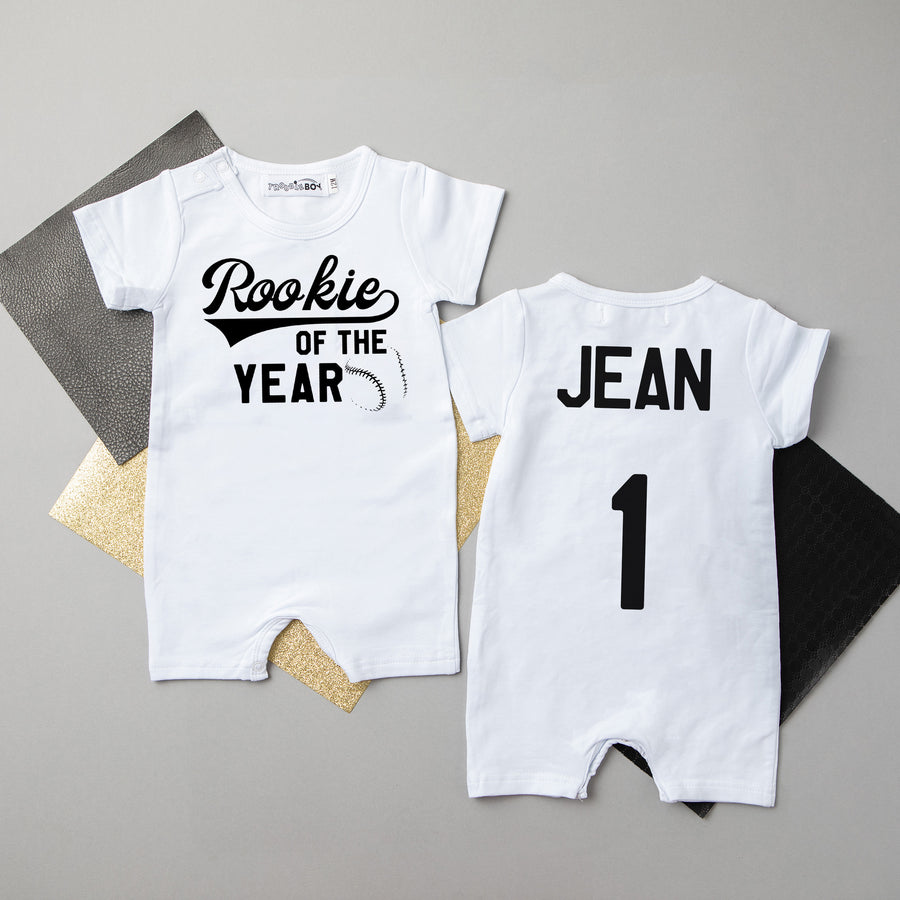 Shorts "Rookie of the Year" Baseball Slim Fit 1st Birthday Romper
