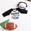 Load image into Gallery viewer, "Rookie of the Year" Football First Birthday Raglan with Hat