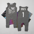 Load image into Gallery viewer, Gray "One Small Step" Slim Fit Birthday Romper