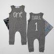 Load image into Gallery viewer, Gray "ONE" Slim Fit First Birthday Romper