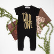 Load image into Gallery viewer, "Wild One" Slim Fit First Birthday Romper with Gold Writing