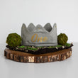 Load image into Gallery viewer, Gray knitted crown with One in gold lettering and gold accents
