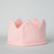 Load image into Gallery viewer, Pink knitted crown with gold accents