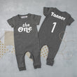 Load image into Gallery viewer, White "The One" Retro Slim Fit 1st Birthday Romper