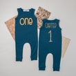 Load image into Gallery viewer, Aegean Blue "ONE Glitter" Slim Fit First Birthday Romper