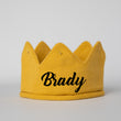 Load image into Gallery viewer, Gold knitted crown with Brady in black lettering and gold accents