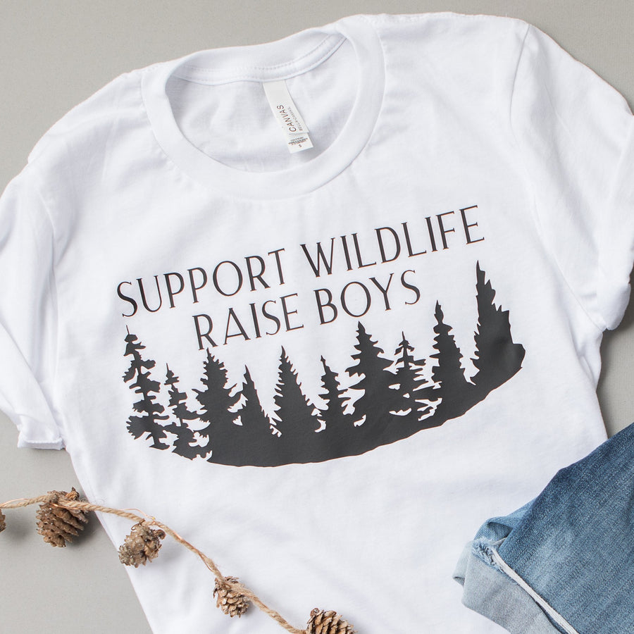 "Support Wildlife, Raise Boys" Boy Mom T-Shirt
