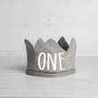 Load image into Gallery viewer, Print One First Birthday Gray Crown with White Writing