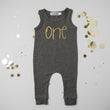 Load image into Gallery viewer, Gray "ONE" Slim Fit First Birthday Romper