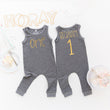 Load image into Gallery viewer, Gray "ONE" Slim Fit First Birthday Romper