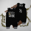 Load image into Gallery viewer, Gray Wild One Half Birthday Romper with Striped Cuff