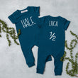 Load image into Gallery viewer, Aegean Blue "Half." Slim Fit Birthday Romper