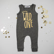 Load image into Gallery viewer, "Wild One" Slim Fit First Birthday Romper with Gold Writing