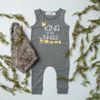 Load image into Gallery viewer, Gray "King of the Jungle" Jungle Slim Fit First Birthday Romper