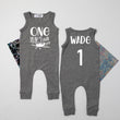 Load image into Gallery viewer, "One Year Has Flown By" Airplane Slim Fit First Birthday Romper