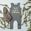 Load image into Gallery viewer, Aegean Blue "Two Wild" Jungle Slim Fit Second Birthday Romper