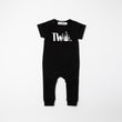 Load image into Gallery viewer, Black "Two" Airplane Slim Fit 2nd Birthday Romper