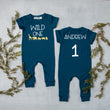 Load image into Gallery viewer, Black "Wild One" Jungle Slim Fit First Birthday Romper