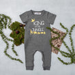 Load image into Gallery viewer, Black "King of the Jungle" Jungle Slim Fit First Birthday Romper