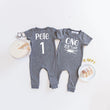 Load image into Gallery viewer, Black "One Year Has Flown By" Airplane Slim Fit 1st Birthday Romper