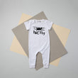 Load image into Gallery viewer, Black "Two Fly" Airplane Slim Fit 2nd Birthday Romper