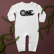 Load image into Gallery viewer, "One" Racecar Themed 1st Birthday Long Sleeve Romper
