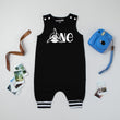 Load image into Gallery viewer, Black "One" Airplane First Birthday Romper with Striped Cuff