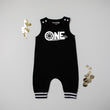 Load image into Gallery viewer, "One" Racecar First Birthday Romper with Striped Cuff