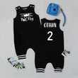 Load image into Gallery viewer, Black "Two Fly" Airplane Second Birthday Romper with Striped Cuff