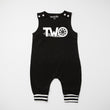 Load image into Gallery viewer, Black "Two" Racecar Second Birthday Romper with Striped Cuff