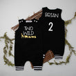 Load image into Gallery viewer, Black "Two Wild" Jungle First Birthday Romper with Striped Cuff