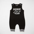 Load image into Gallery viewer, "Rookie of the Year" Football First Birthday Romper with Striped Cuff