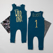Load image into Gallery viewer, "Wild One" Slim Fit First Birthday Romper with Gold Writing
