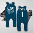 Load image into Gallery viewer, Gray "One Small Step" Slim Fit Birthday Romper