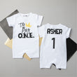 Load image into Gallery viewer, "The Big One Crown" Slim Fit Shorts Personalized 1st Birthday Romper