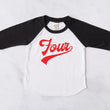 Load image into Gallery viewer, "Four" Red Design 4th Birthday Baseball Raglan