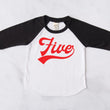 Load image into Gallery viewer, "Five" Red Design 5th Birthday Baseball Raglan